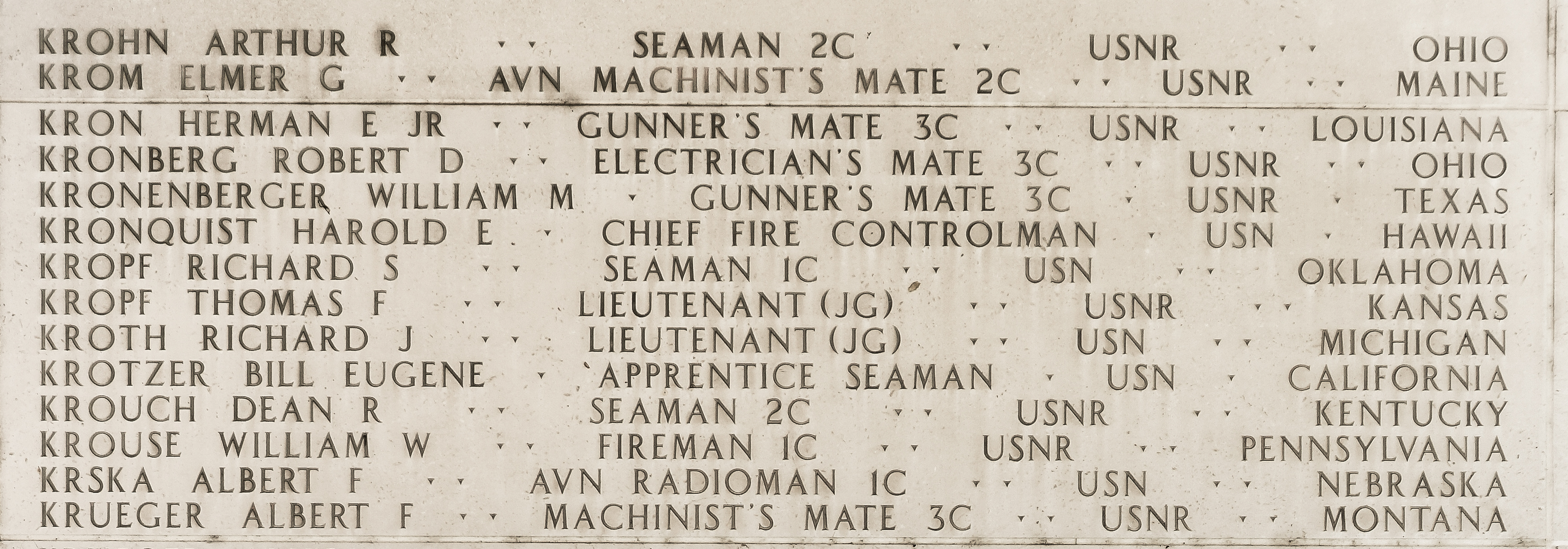 Herman E. Kron, Gunner's Mate Third Class